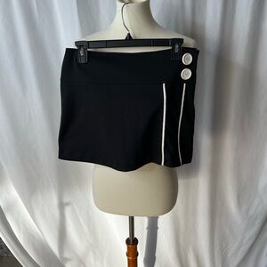 Level Nine Black Mini Skirt | Button Detail  | Size M